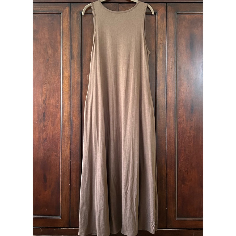 Soft Surroundings Brown Cotton Modal Sleeveless Maxi Dress Pockets Petite Large - Picture 10 of 12